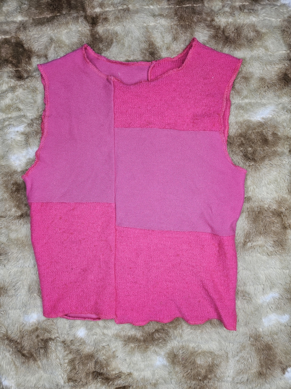 RAV thread Pink Patchwork Knit Tank Top Women’s Y2K Indie Alt Fairy Grunge 1/1
